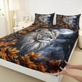 thumbnail image 3 of Castle Fairy Woodland Wildlife Lion Twin Sheet Sets 3pcs for Teens Adults,Starry Sky Twin Fitted Sheet Microfiber,Maple Leaves Breathable Flat Sheet,Ultra Soft Home Decor, 3 of 7