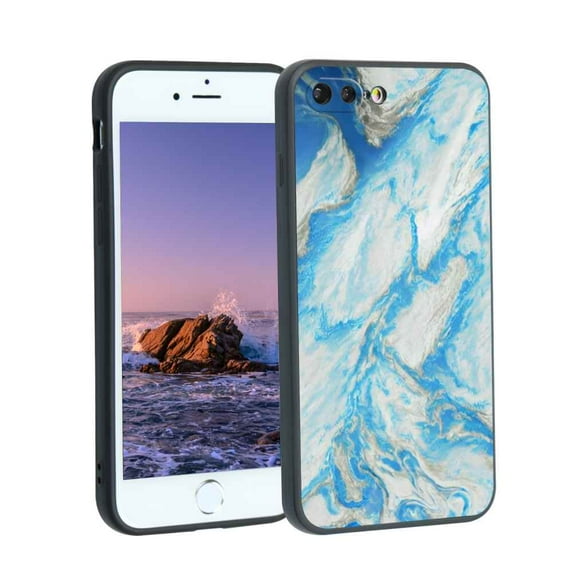 Compatible with iPhone 7 Plus Phone Case, Blue Marble s Men Case Men Women, Flexible Silicone Shockproof Case for iPhone 7 Plus