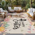 thumbnail image 2 of Easter Outdoor Rug for Patio/Deck/Porch, Non-Slip Large Area Rug 5 x 8 Ft, Spring Rabbit Eggs Roses Colorful Flags Leaves Indoor Outdoor Rugs Washable Area Rugs, Reversible Camping Rug Carpet Runner, 2 of 8