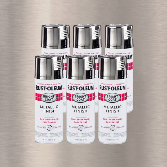 Chrome, Rust-Oleum Stops Rust Gloss Protective Enamel Spray Paint, 11 oz, 6 Pack