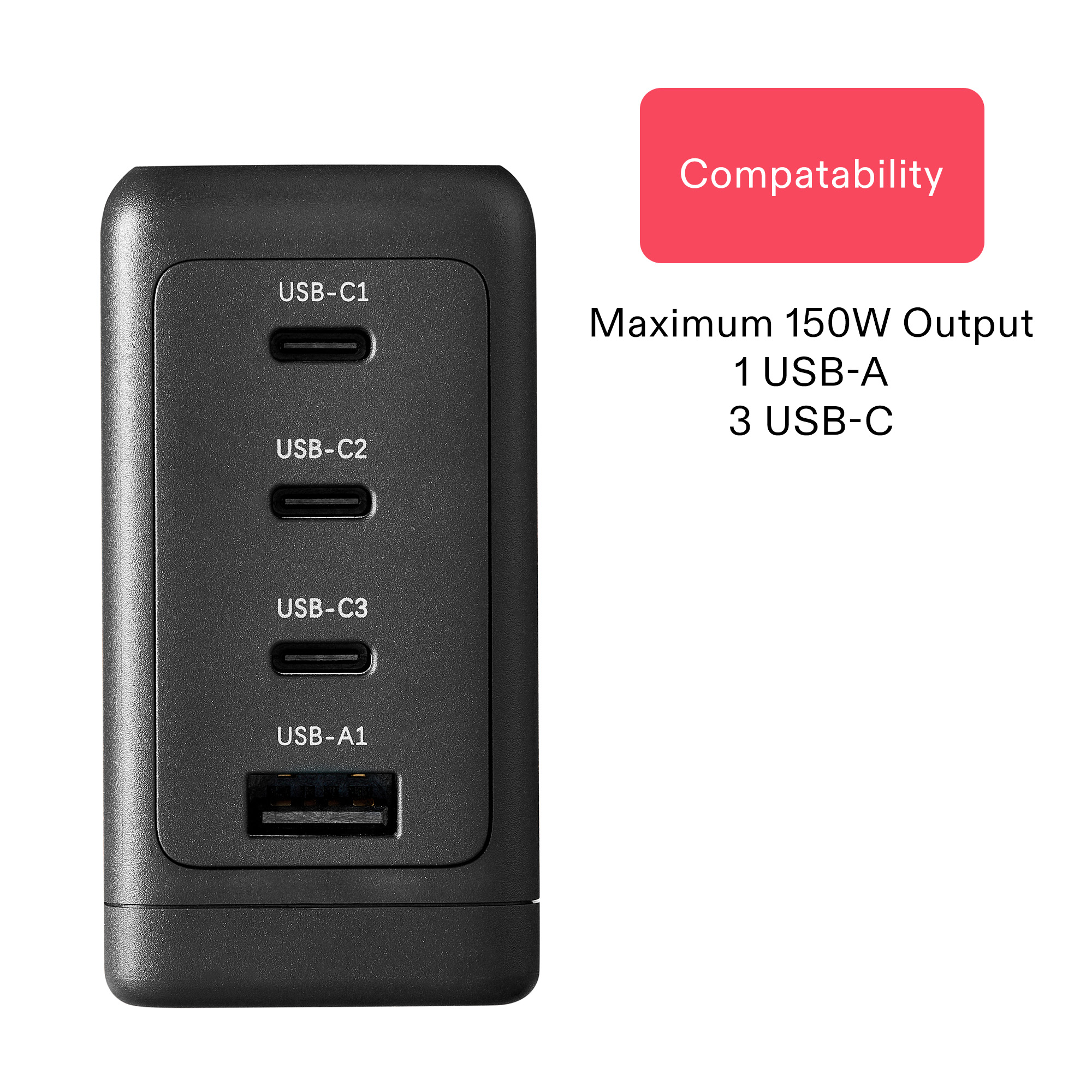 Cargador de Laptop onn 140W con Power Delivery de 10W y Carga Rápida 4