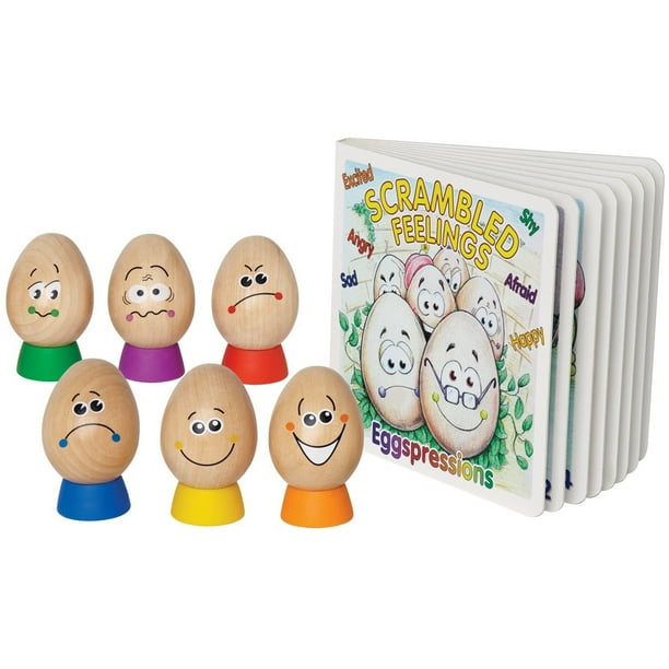 Eggspressions Wooden Learning Toy with Illustrative Book, Emotions