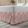 thumbnail image 1 of Spring Bed Skirt, Swallow Birds Sitting on Flowering Tree Branches Pastel Toned Pattern, Elastic Bedskirt Dust Ruffle Wrap Around for Bedding Decor, 4 Sizes, Pale Pink Mustard Lilac, by Ambesonne, 1 of 2