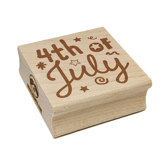 July 4th Independence Day Patriotic Cute Text Square Rubber Stamp Stamping Scrapbooking Crafting - Small 1.25in