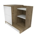 thumbnail image 6 of Rena XL Nightstand Mid-Century Modern Bedside Table with 2 Storage Drawers and Open Wood Shelves, Large Side Table for Bedroom Living Room White Walnut Finish, 6 of 7