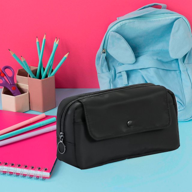 Large Capacity Pencil Organizer | Transparent Multi-Functional Stationery Case | Oxford Cloth Durable Zipper | Stretchy Scratch-Resistant | 23x13x7cm | Blue Purple Pink Beige Black