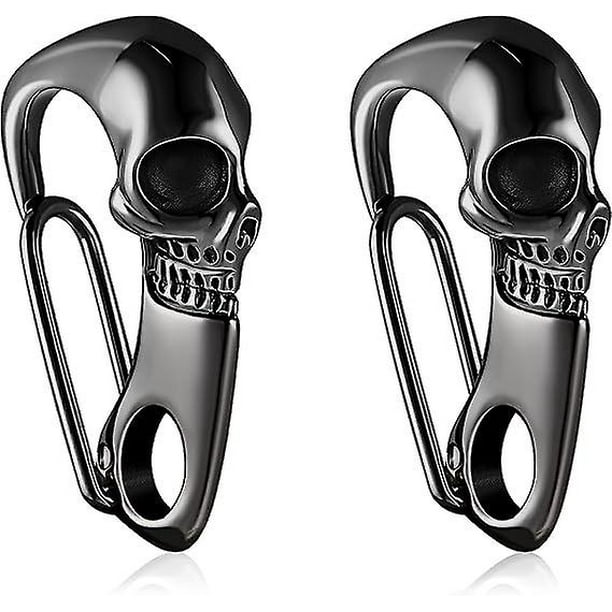 2 Piezas Llavero de Calavera Cadena de Cartera de Calavera para Hombres Llavero de Calavera de Metal Pesado Hebilla de Llave con Cierre de Calavera