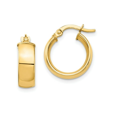 14k Yellow Gold Hoop Earrings for Women Polished Finish Hinged Snap-Back Closure Minimalist Classic Style Lightweight Solid Fashion Jewelry for Daily Wear or Formal Events