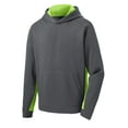 thumbnail image 5 of Sport-Tek Youth Sport Wick Fleece Colorblock Hooded Pullover-S (Dark Smoke Grey/ Lime Shock), 5 of 6