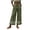 Army Green09, variant on Karymi Jean Shorts Womens Elastic Drawstring High Waist Wide Leg Pants, Solid Double Layer Hollow Eyelet Lace Trim Hem Full Length Trousers with Pockets Women's Pants