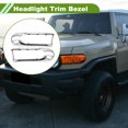 thumbnail image 2 of Unique Bargains Headlight Trim Bezel for Toyota FJ Cruiser 2007-2018 Silver Tone Front Left Right Side Headlamp Bezel Headlight Cover Decor ABS 1 Pair, 2 of 6