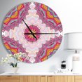 thumbnail image 2 of Ethnical Pink Floral Mandala' Oversized Contemporary Metal Clock, 2 of 3