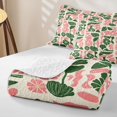 thumbnail image 4 of Erosebridal Traditional Flower Twin Quilt Set, Vintage Plaid Twin Coverlet Set, Pink Reversible, Pink Green, 2-Piece (1 Bedspread and 1 Pillowcase), 4 of 7