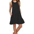 thumbnail image 1 of Luxtrada - Vestido playero informal sin mangas para mujer, estilo playero, liso, plisado, con bolsillo (negro, L), 1 of 6