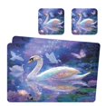thumbnail image 2 of Square Leather Placemat Set One SizeX1 Heat-Resistant Washable Kitchen Table Decorations Colorful Swan, 2 of 8