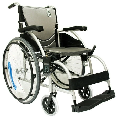 Karman Healthcare S-105 Ergonomic Ultra Lightweight Manual Wheelchair, Pearl Silver, 18" Seat