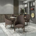 thumbnail image 3 of LeisureMod Dining Chair Kitchen Room Accent Modern Assembled Armchairs Upholstered in Leather with Rubberwood Frame and Legs with Gold Caps Belle Collection in Dark Brown, 3 of 12