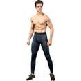 thumbnail image 4 of Active Men's High Performance Compression Leggings Full-Length with Honeycomb Texture and Elastic Waistband - Large, Black, 4 of 7