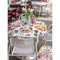 thumbnail image 5 of Outdoor Tablecloth with Umbrella Hole for Patio/Picnic/Party/Camping, Children's Day Waterproof Table Cloth Round Cover Washable, Cartoon Cute Watercolor Truck Flower (Dia 54"), 5 of 8