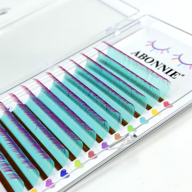 ABONNIE Extensiones de pestañas con volumen clásico de color ombré, pestañas de colores esponjosas hechas a mano, suministros de volumen
