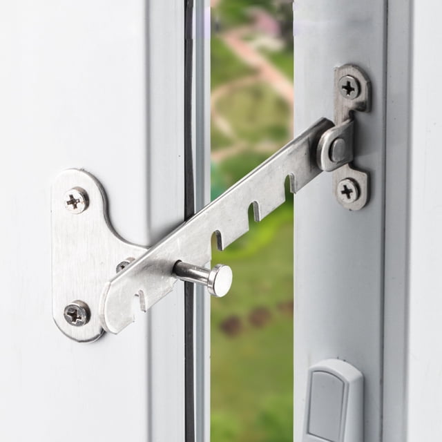 Pestillo restrictor de ventana, gancho de viento para ventana, cerraduras de seguridad ajustables para ventanas, adecuado para varias puertas y ventanas, 5 ranuras