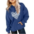 thumbnail image 2 of WQNVRNR Kids Valentine's Day Hoodie- Long Sleeve Heart Fleece-Lined Casual Sweatshirt with Pocket Blue Size 10, 2 of 6