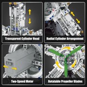 5-Cylinder Radial Engine Building Set, Build Your Own Mini Military Plane Engine Model Kit That Runs, Compatible with Lego WW2, STEM Toy