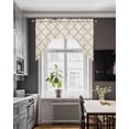 thumbnail image 3 of Beige Moroccan Swag Valances for Windows, Small Curtains Drapes, Morocco Geometric Quatrefoil Lattice Kitchen Window Curtains Over Sink Window Treatment Valance for Bedroom/Bathroom 56"x36", 3 of 5