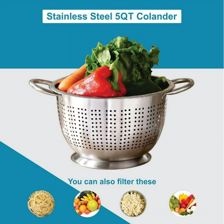 Mainstays SS 5QT Multi Use Colander for Straining Draining