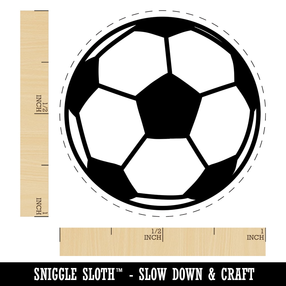 Soccer Ball Self-Inking Rubber Stamp Ink Stamper - Orange Ink - Medium 1 Inch