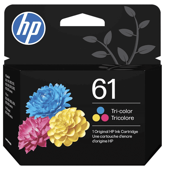 HP 61 Tri-Color Standard Cartridge; Works with DeskJet 1000, 1510, 2050, 2510, 2540, 3000, 3050, 3510; Envy 4500, 5530; OfficeJet 2620, 4630 ; (Sold without Manufacturer Warranty)