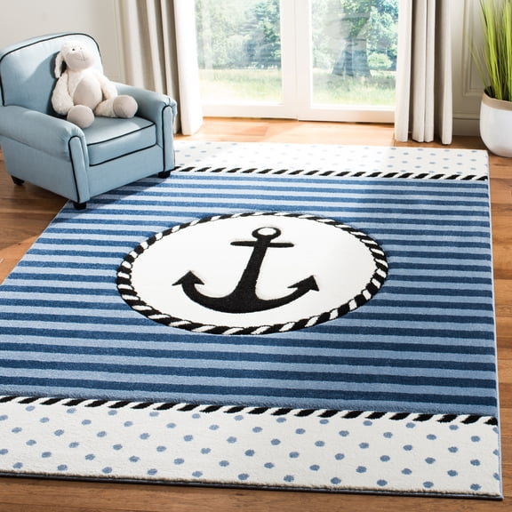 SAFAVIEH Carousel Kids Kennet Anchor Area Rug, Navy/Ivory, 8' x 10'