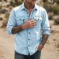 thumbnail image 2 of Men's Casual Button Down Shirt Long Sleeve Turndown Collar Solid Polyester Zipper Closure Pockets Daily Work Office Business | Zenithor,Light Blue M, 2 of 6