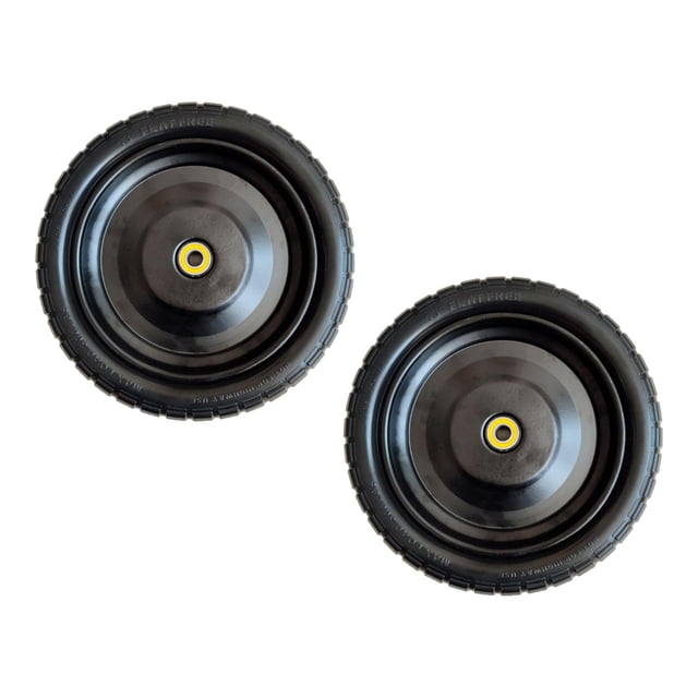 2 Pcs Roues Plates de 13 Pouces Pneus Pleins et Roues pour Chariots de Jardin
