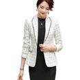 thumbnail image 1 of chamarra a cuadros con solapa y muescas para mujer, con botones, delgada, elegante, a cuadros Blanco CH Blanco CH Xishao ropa, 1 of 2
