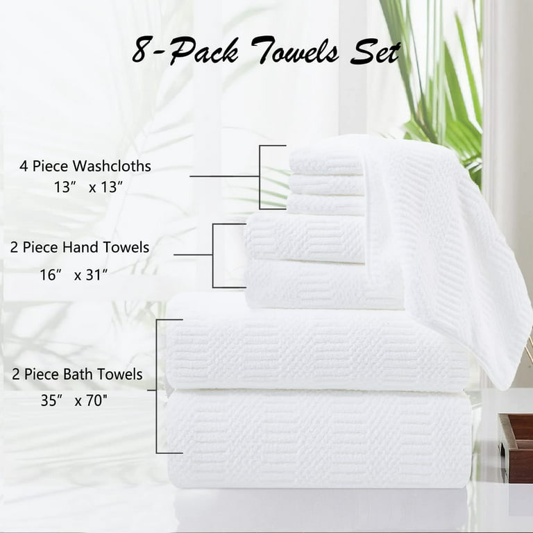 8 Pcs Oversized Light Brown Bath Towel Set-2 Extra Large Bath Towel  Sheets,2 Hand Towels,4 Washcloths-600GSM Soft Highly Absorbent Quick Dry  Beach