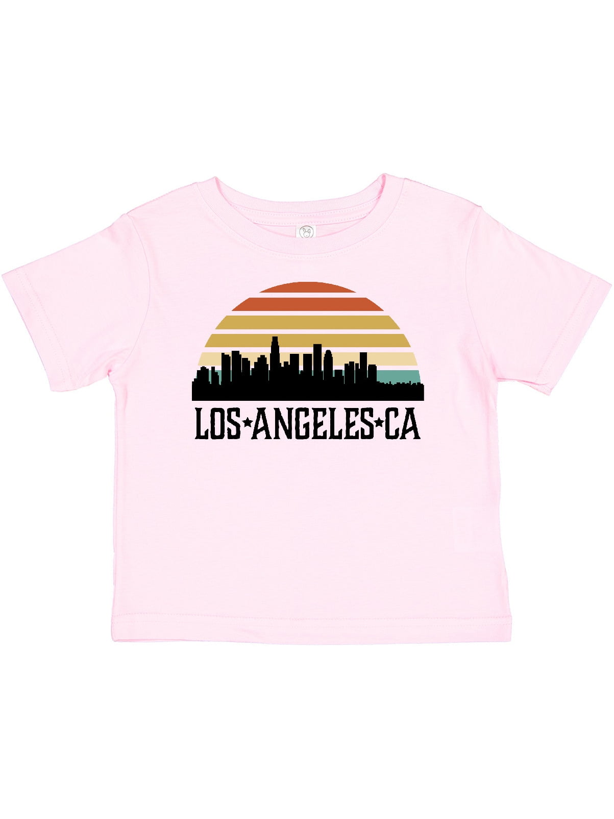 Los Angeles California CA Vintage Text Pink with White Print Maglietta 