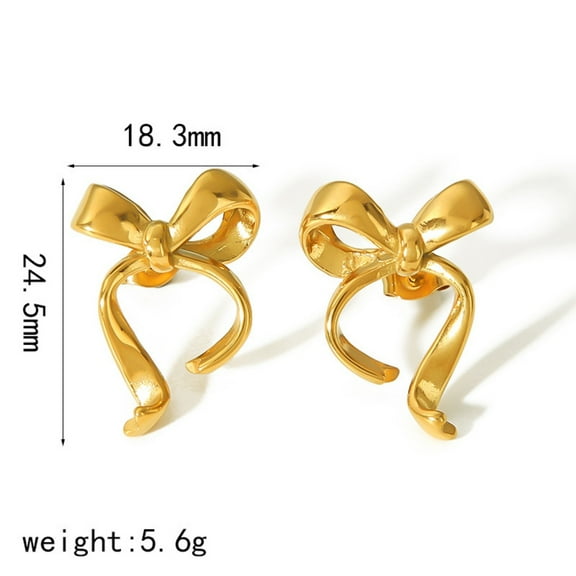 18K Karat Gold Plated Earrings for Women Bow Titanium Steel Earrings Jewelry for Her Birthday Gift