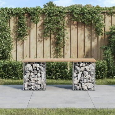 vidaXL Patio Bench Gabion Design 40.6"x12.2"x16.5" Solid Wood Pine