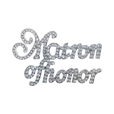 Matron of Honor Brooch Pin Silver Rhinestone Wedding Jewelry, Bridal Party Gift, Elegant Script Wedding Accessory, Sparkly Keepsake