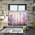 thumbnail image 7 of 24 Inch Length Kitchen Curtains Watercolor Flower Butterfly 2 Panels Half Window Sheer Curtains Rod Pocket Farmhouse Short Drapes for Bathroom Cafe Basement Home Decor, 7 of 7