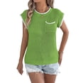 thumbnail image 4 of Summer Fall Short Sleeve Sweater for Women Casual Sweater Vest Knit Pullover Tank Tops Fashion Clothing Green XL, 4 of 10