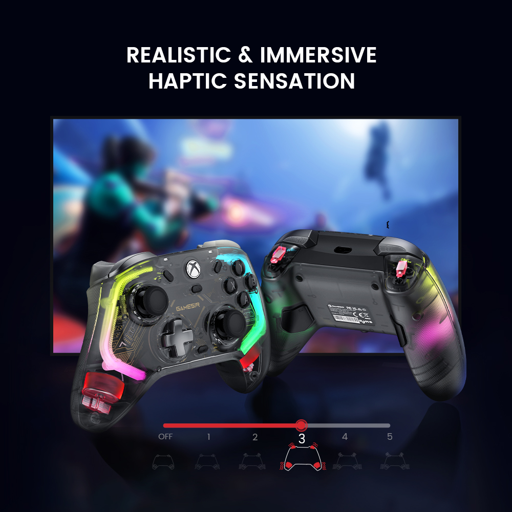 Control con Cable GameSir Kaleid para Xbox Series X|S, Xbox One, Windows 10/11 y Steam, Gamepad Plug and Play, Control de Videojuegos Transparente con Joysticks Hall Effect/Gatillos Hall 5