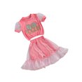 thumbnail image 3 of Mialoley Little Girls Round Neck Sequin Decor Tops + Mesh Layer Shorts Skirts, 3 of 7