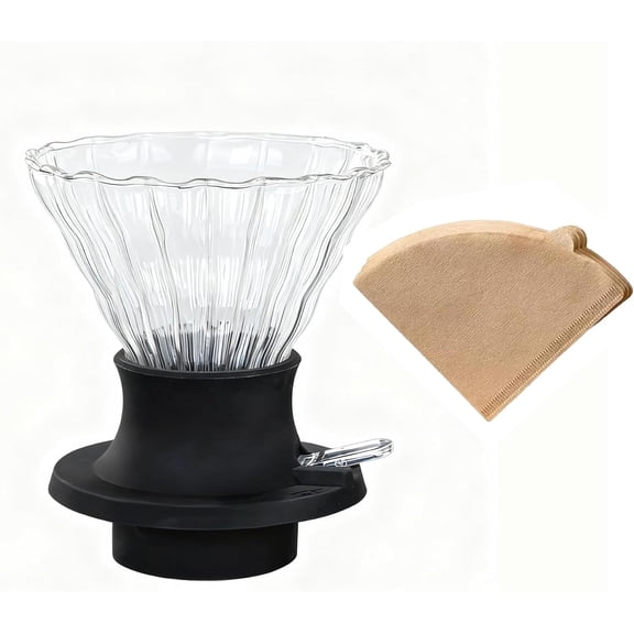WAAYEE Clever Coffee Dripper, One-Touch Switch Control, French Press Soak & Fast Release, Borosilicate Glass BPA-Free, Easy Clean Hybrid System for Beginners (Black-Clean)
