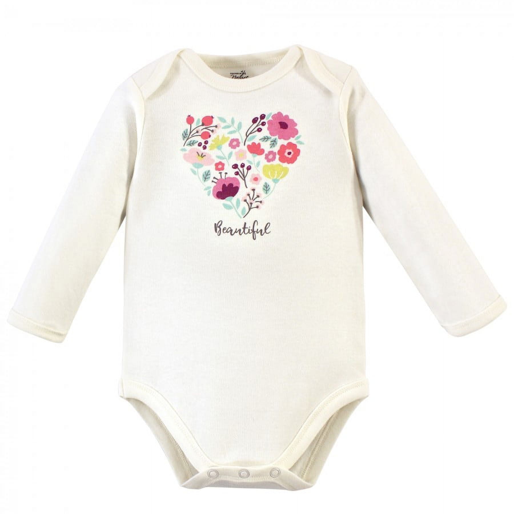 Touched by Nature Baby Girl Organic Cotton Long-Sleeve Bodysuits 5pk, Botanical, 18-24 Months