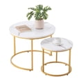 thumbnail image 1 of VEVOR Ensemble de 2 Tables Basses Gigognes Table Basse Ronde 23,6 Po (Blanc et Or), 1 of 1