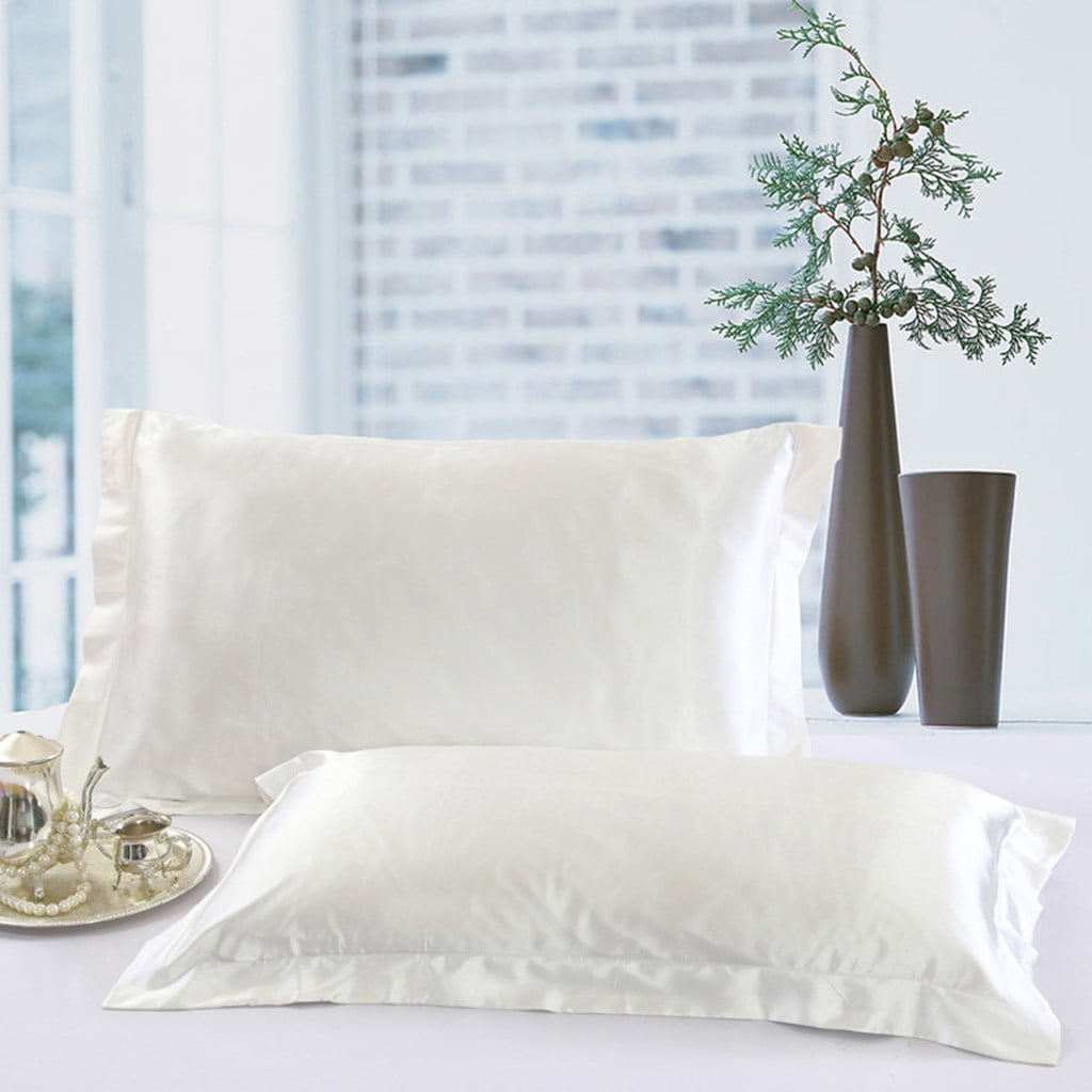 Solid Queen/Standard Silk Satin Pillow Case Bedding Pillowcase Smooth Home 2019 