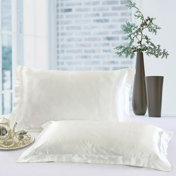 Hot6sl Ofertas y Liquidaciones Fundamental Almohada Estándar de Satén para Ropa de Cama, Funda de Almohada de Seda, Regalo para El Hogar