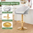 thumbnail image 3 of PU Leather Bar Stools, Adjustable Height 24."-32.25, Swivel Barstools with Back & Footrest, Upholstered Bar Chairs for Kitchen Island, Dining Room, Home Bar (White, Gold Base), 3 of 12